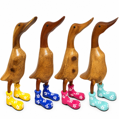 40cm Boots Wooden Duck Assorted